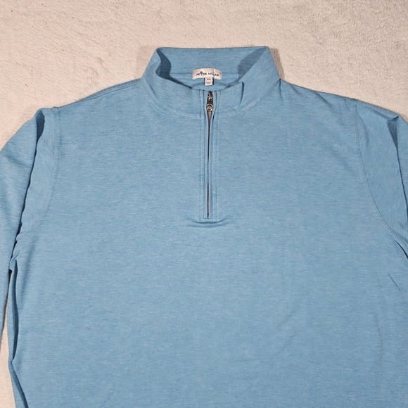 Men's Light Blue Quarter-Zip Sweater - Picture 8 of 15